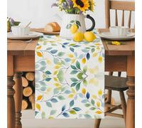 Farmhouse Eucalyptus Table Runner 13x72 Inches Long Leaf Watercolor Green Yellow Botanical Cotton Linen Table Runner Burlap Style for Dinner Table Party Decor Tabletop Decorations