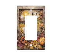 Farmhouse Fall Donkey Decorative Switch Cover 1 Gang Single Rocker, Autumn Relief Barn Country Wall Plate Cover, Standard Size, Farm Electrical Faceplate for Bedroom Living Room Decor