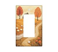 Farmhouse Fall Sheep Decorative Switch Cover 1 Gang Single Rocker, Autumn Farm Wheat Scenic Switchcover Wall Plate, Country Electrical Faceplate for Bedroom Living Room Decor