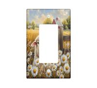 Farmhouse Fall Sheep Decorative Switch Cover Plate 1 Gang Single Rocker, Autumn Farm Scenic Electrical Faceplate for Bedroom Bathroom Decor, Country Fun Standard Size Switchplate