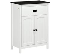 Farmhouse Floor Cabinet Two Door With Drawer White & Black by Kleankin