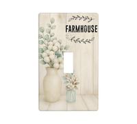 Farmhouse Floral Decorative Light Switch Cover Plate - 1 Gang Single Rocker Wall Plate, Modern Outlet Cover Faceplate for Bathroom, Kitchen, Home Décor, Vintage Switch Plate Covers