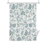 Farmhouse Floral Shower Curtain for Bathroom, Teal Green Pastoral Botanical Country Rustic Waterproof Cloth Fabric Bathroom Accessories Set with 12 Rust Proof Plastic Hooks, 36” x 72”