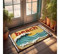 Farmhouse Front Porch Decor Beach Wave Sign With Rusty Metal Frame Doormat Bar Decor For Home Home Decor For Men(65X90CM)