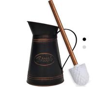Farmhouse Galvanized Toilet Brush with Holder, West Rustic Wooden Handle Toilet Bowl Brush & Holder Set, Decorative Industrial Toilet Cleaner, French Country Vintage Metal Bathroom Accessories Décor
