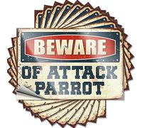 Farmhouse Garage Sticker - Beware of Attack Parrot Aesthetic Durable Sticker Easy Apply for Taupe Decor(12X18CM)
