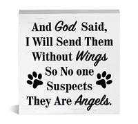 Farmhouse God Said I Will Send Them Without Wings Wooden Box Sign Dog Lovers Wood Block Tabletop Sign Decorative Desk Sign Home Shelf Decor 5 X 5 Inches