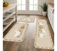Farmhouse Goose Kitchen Mats for Floor, Rustic Country Style Soft Mats, Spring Cushioned Comfort Washable Decor Rugs for Kitchen Sinks Laundryroom Bathroom 3pcs