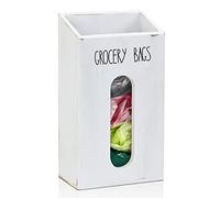 Farmhouse Grocery Bag Holder for Kitchen, Wooden Plastic Bag Holder for Plastic Bags Recycle, Wall Mounted Plastic Bag Dispenser, Garbage Bag Dispenser with Extra-Wide & Easy-Access Openings, White