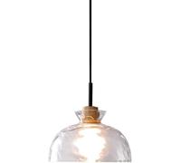 Farmhouse Hanging Light Adjustable Height Chandelier Handblown Clear Glass Pendant Light Hammered Shade Ceiling Light,Minimalist Style