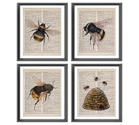 Farmhouse Honey Bee Bumble Bee Beehive Poster Prints for Home Kitchen Bedroom Living Room Porch Nursery Classroom Decor,Honey Bee Dictionary Art Decorations Prints Wall Art Unframed 4pcs 8x10inches