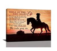 Farmhouse Horse Wall Art Decor Rustic Cowgirl Pictures Country Inspirational Quotes Painting Canvas Prints Modern Framed Home Artwork Decoration for Girl Bedroom Bathroom Living Room 16"x12"