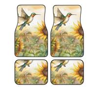 Farmhouse Hummingbird Car Mats 4 Pieces Sunflower Universal Floor Car Mats Non-Slip Vehicle Carpet for SUV Van Truck Sedan