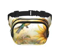 Farmhouse Hummingbird Double Layer Waist Bag Pack Sunflower Bum Bag Fanny Pack for Men Women, Adjustable Belt Bag for Travel Hiking Running Cycling Festival