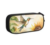 Farmhouse Hummingbird Pencil Case for Boys Girls Sunflower Large Pen Bag Desk Stationery Organizer Pencil Pouch for School Office Zippered Makeup Bag