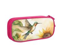 Farmhouse Hummingbird Pencil Case for Boys Girls Sunflower Large Pen Bag Desk Stationery Organizer Pencil Pouch for School Office Zippered Makeup Bag