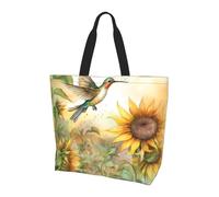 Farmhouse Hummingbird Tote Bag Women's Shoulder Handbags Sunflower Shopping Bags Water-Resistant Large Handbag with Inner Pocket for Work Travel School