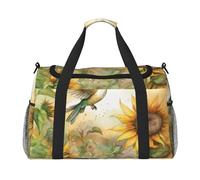 Farmhouse Hummingbird Travel Duffle Bag Sunflower Gym Overnight Weekender Bag for Men Women Lightweight Carry On Luggage for Workout Holiday