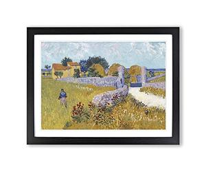 Farmhouse In Provence By Vincent Van Gogh Classic Painting Framed Print | A2 Black Framed Wall Art | Ready to Hang | Farmhouse Historical Picture | Living Room Bedroom Lounge Office