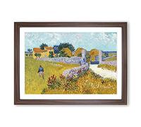 Farmhouse in Provence by Vincent Van Gogh Framed Print | A2 Walnut Framed Wall Art | Ready to Hang | Farmhouse Historical Picture | Living Room Bedroom Lounge Office