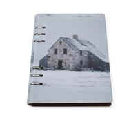 Farmhouse in Snowy Printed A5 Notebook Binder Refillable Notebook 6 Metal PU Leather Ring Planner Daily Work
