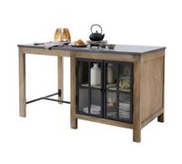Farmhouse Kitchen Island with Storage Cabinet, Multifunctional Freestanding Prep Table, Durable Stone Top & Wood Design for Modern Kitchens - Perfect for Cooking & Entertaining
