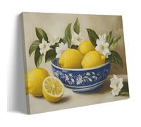 Farmhouse Kitchen Lemon Still Life Wall Art Canvas Poster, Vintage Rustic Artwork Prints, Great for Dining Room Living Room Bedroom Hallway Entryway Bathroom Cottage 12x18inch(30x45cm)