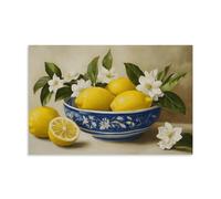 Farmhouse Kitchen Lemon Still Life Wall Art Canvas Poster, Vintage Rustic Artwork Prints, Great for Dining Room Living Room Bedroom Hallway Entryway Bathroom Cottage 20x30inch(50x75cm)