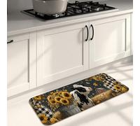 Farmhouse Kitchen Mats for Floor, Black and Yellow Sunflowers Vintage Soft Mats, Cushioned Comfort Washable Non Slip Decor Rugs for Kitchen Sinks Laundryroom Bathroom 16x47 Inch