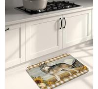 Farmhouse Kitchen Mats for Floor, Sunflower and Dog Pattern Vintage Soft Mats, Cushioned Comfort Washable Non Slip Decor Rugs for Kitchen Sinks Laundryroom Bathroom 16x24 Inch