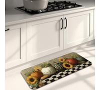 Farmhouse Kitchen Mats for Floor, Vintage Pumpkin and Sunflower Design Soft Mats, Cushioned Comfort Washable Non Slip Rugs for Kitchen Sinks Laundryroom Bathroom 16x47 Inch