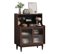 Farmhouse Kitchen Pantry Cabinet with Doors & Adjustable Shelves Freestanding Storage Cupboard for Coffee Bar & Dining Room Retro Black 60cm/23.6in