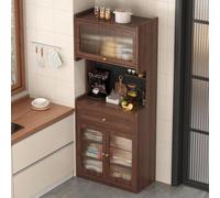 Farmhouse Kitchen Pantry Cabinet with Doors Storage & Adjustable Shelves, Freestanding Pantry Cabinet, Coffee Bar Workstation, for Dining Room, Living Room(Brown,180x60cm/70.9x23.6in)