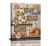 Farmhouse Kitchen Wall Art Christian Kitchen Wall Decor Bless Quotes Kitchen Pictures For Wall Rustic Kitchen Pictures Canvas Prints Motivational Framed Modern Artwork for Home Dining Room 12"x16"
