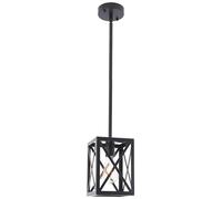 Farmhouse Lantern Pendant Light Black Rustic Chandelier Ceiling Hanging Fixture, Single Chandelier