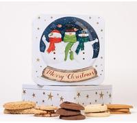 Farmhouse Luxury Finest | Merry Christmas | Snowman Biscuits Snowglobe Traditional Embossed TIN 400G, Perfect Christmas Gift for Mothers day, Fathers Day, Anniversary, All Occassions (8 Tins)