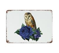 Farmhouse Metal Tin Sign Halloween Owl Skeleton' Flower Floral Man Cave Decor Metal Plaque for Entryway Home Shop Abstract Rose Horror Art Poster Gift for Backyard 10x14 Inch
