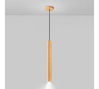 Farmhouse Mini Wood Grain Pendant Light Bar Long Tube Linear Hanging Lamp 3W LED Beam Light Vintage Industrial Ceiling Chandelier for Dining Room Bedroom Living Room Restaurant Made in China