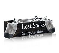 Farmhouse Missing Sock Basket - Wooden Laundry Room Organization - Rustic Farmhouse Decor - Funny Lost Socks Sign (Black, 9.4 x 3.94 x 2.36'')
