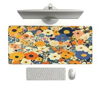 Farmhouse Mouse Pad 800 x 400 x 3 mm Extended Large Mouse Mat, Keyboard Mousemat, Desk Mat Workspace Decor with Anti-Slip Base & Anti-Fray Edges, Waterproof Desk Accessories for Work (Flower) L-x5951