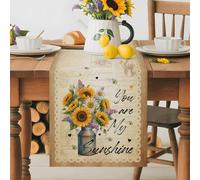 Farmhouse My Sunshine Sunflower Bee Table Runner 72 Inches Long, Retro Stamp Letter Back Washable Table Runners Heat-Insulation Kitchen Dining Table Decorations for Home Party Decor 13x72in