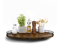 Farmhouse Oak 18" Lazy Susan Turntable Organizer for Cabinet, Round Wooden Lazy Susan Organization and Storage for Dining Table, Pantry, Kitchen, Countertop, Cupboard,Home Decor, Walnut Wood (18")