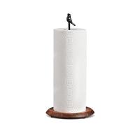 Farmhouse Paper Towel Holder Stand | Decorative Bird Design with Solid Wood Base | Rustic Freestanding Kitchen Roll Holder for Countertop