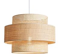 Farmhouse Pendant Light Beige Linen Rattan Cage Lamp Shade Coastal Style Handmade DIY Woven Chandelier Japanese Style Rattan Ceiling Lamps,Chandelier