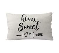 Farmhouse Pillow Covers Beige Home Sweet Home Quotes Rectangular/Waist Cushion Cover Farmhouse Decor Housewarming Gifts Pillowcases for New Home 12“ x 20” (Beige)