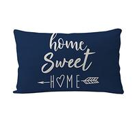 Farmhouse Pillow Covers Blue Home Sweet Home Quotes Rectangular/Waist Cushion Cover Farmhouse Decor Housewarming Gifts Pillowcases for New Home 12“ x 20” ( Blue)