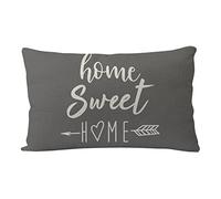 Farmhouse Pillow Covers Grey Home Sweet Home Quotes Rectangular/Waist Cushion Cover Farmhouse Decor Housewarming Gifts Pillowcases for New Home 12“ x 20” ( Grey)