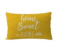 Farmhouse Pillow Covers Yellow Home Sweet Home Quotes Rectangular/Waist Cushion Cover Farmhouse Decor Housewarming Gifts Pillowcases for New Home 12“ x 20”(Yellow)