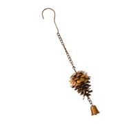 Farmhouse Pine Cone Decor Accent in Brown Metal, Layered Ornament with Top Hook and Chain for Entryway Window Porch and Home Corner Display Windbell Wind Chimes for Outside Pine Cone Metal Ornament