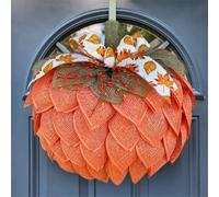 Farmhouse Pumpkin Wreath for Front Door, 15 Inches Halloween Wreaths for Front Door, Pumpkin Wreath, Wreaths for Front Door (1PCS)